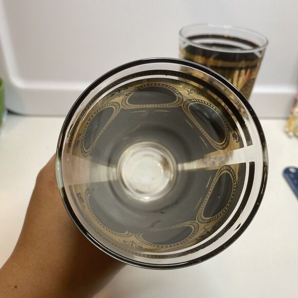 Set of 2 1965 Libbey Rock of Gibraltar Prudential Highball Glasses Gold & Black - Picture 6 of 9